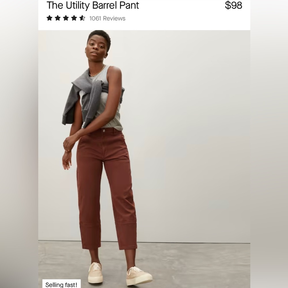 Everlane utility barrel pant size 12